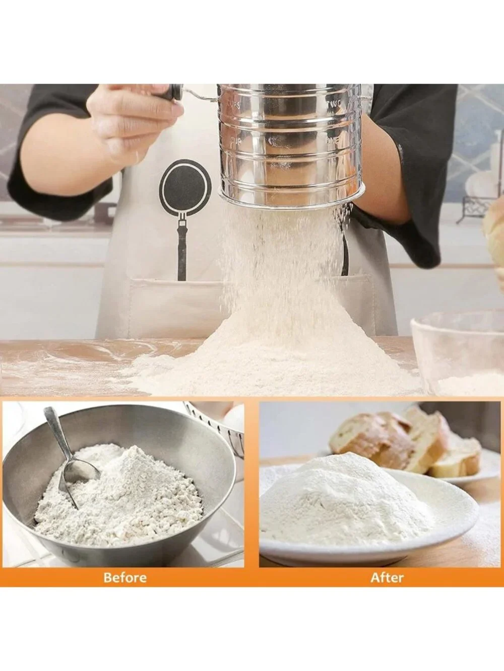 4-Piece Professional Baking Set: Pastry Cutter, Dough Blender & Sifter Tools
